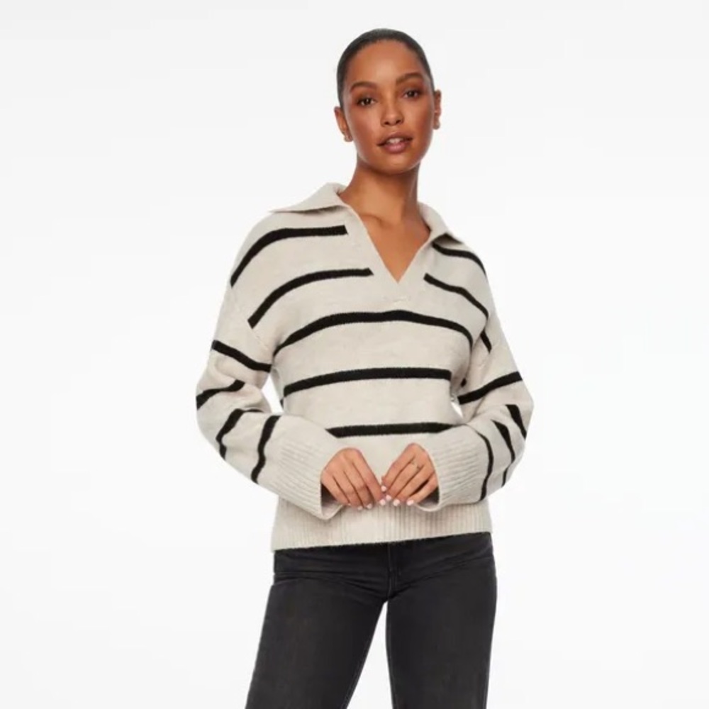 Dynamite Striped Black and Cream Sweater - Picture 2 of 10